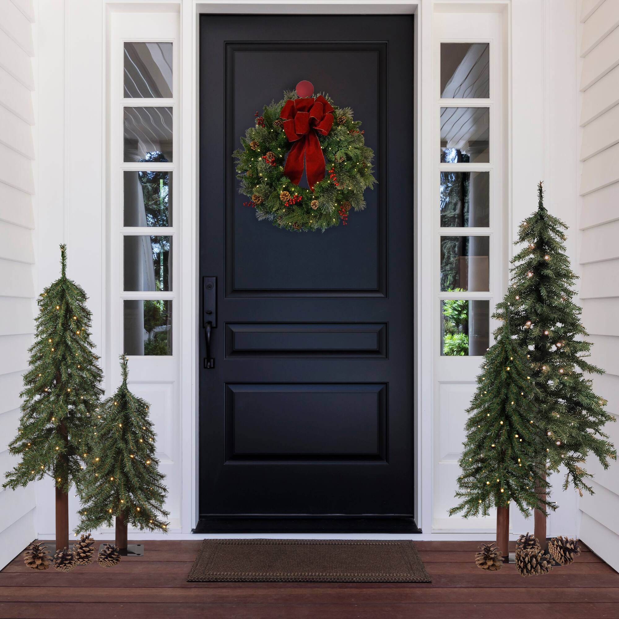 5ft. Pre-Lit Mountain Fir Artificial Christmas Tree with Natural Wood Pole, Soft White LED Lights